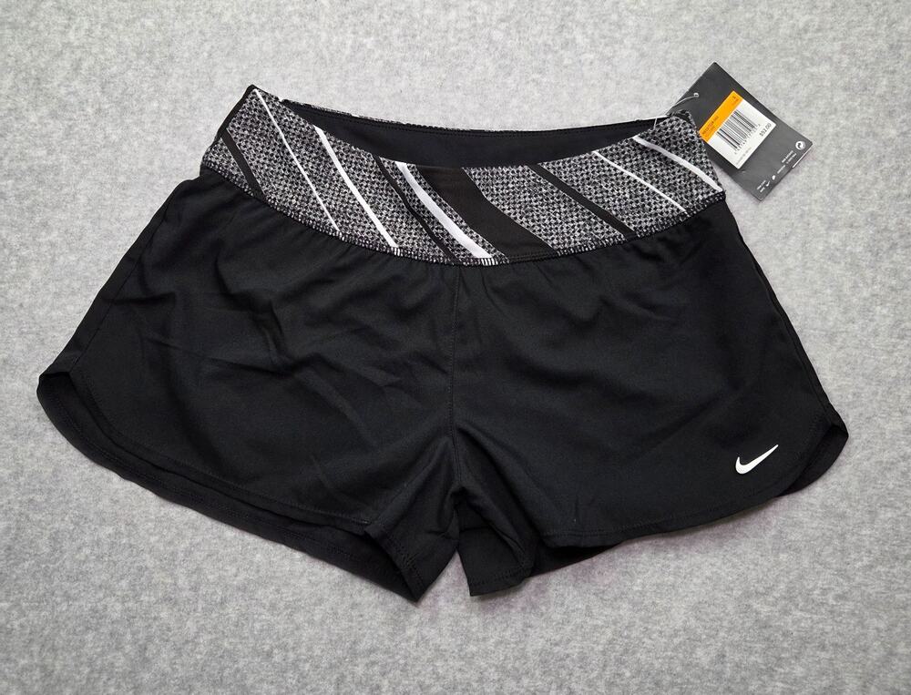 Nike NWT Women's Small Swim Shorts Board Shorts Black Geometric Waistband NESS72